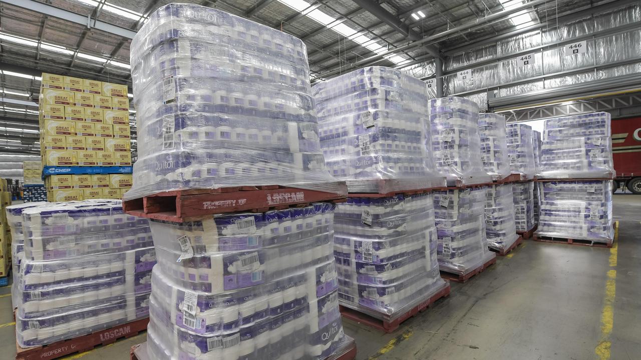 Woolworths Adelaide distribution centre allowed a photographer into their distribution centre in a bid to stop the panic buying. Picture: NCA NewsWire / Roy VanDerVegt.