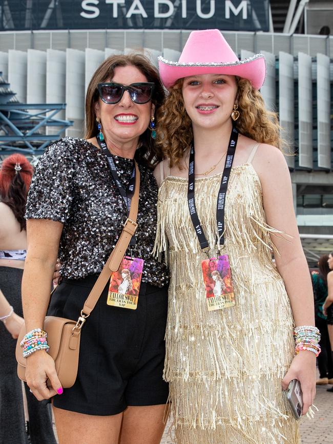 SYDNEY, AUSTRALIA - Daily Telegraph Photos February 26, 2024: Aly and Maddie at Taylor Swift's The Eras Tour concert held at Accor Stadium in Sydney. Picture: Christian Gilles