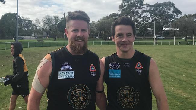 St John's stalwarts Rohan Scott (left) and Corey Ely have led the club back into divisional football.