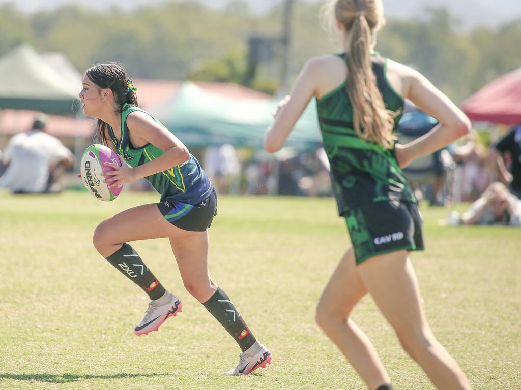 Cavendish Road State High V Innisfail State High at the 2024 Gold Coast Titans All Schools Touch Football Picture: Glenn Campbell
