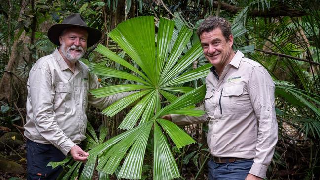 Founder of Gondwana Rainforest Trust Kelvin Davies and chief executive Richard Christian at Lot 463 (or 99) Black Bean Road in November 2024. There is no suggestion of wrongdoing by CEO or founder. Picture: Facebook