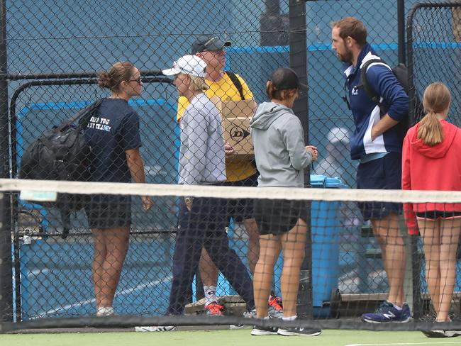 Tennis players getting in their 2 hour training session at Xavier College tennis courts in Kew. Ash Barty after training [left]. Picture: Alex Coppel.