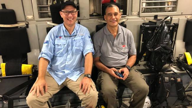 Richard Harris and Craig Challen in an RAAF C17, on the way back from Thailand.