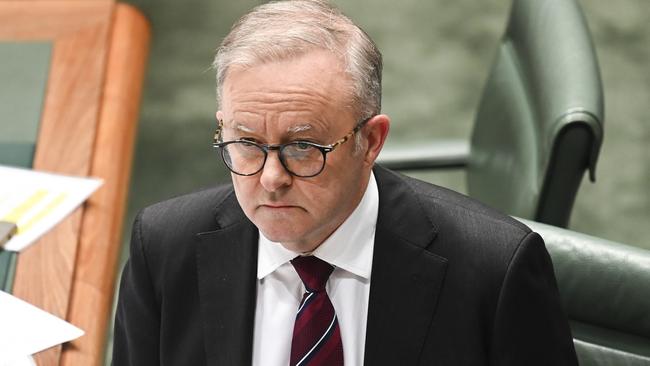 Anthony Albanese in question time on Wednesday. Picture: NewsWire / Martin Ollman