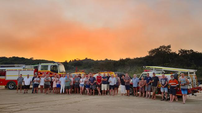 Happy Valley community picture on Fraser Island where they have stayed to fight the fire, most are members of the local rural fire brigade Picture Supplied