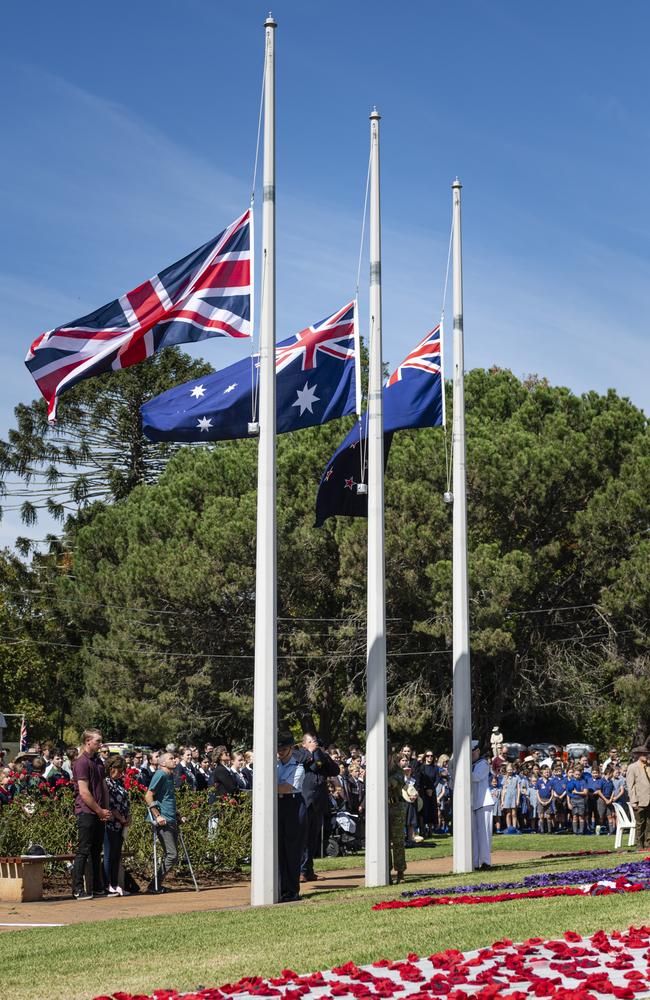 Toowoomba's Anzac Day mid-morning service at the Mothers' Memorial, Thursday, April 25, 2024. Picture: Kevin Farmer