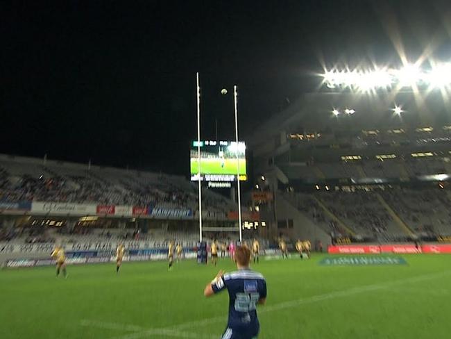 And he then watches as he steers the ball between the posts.