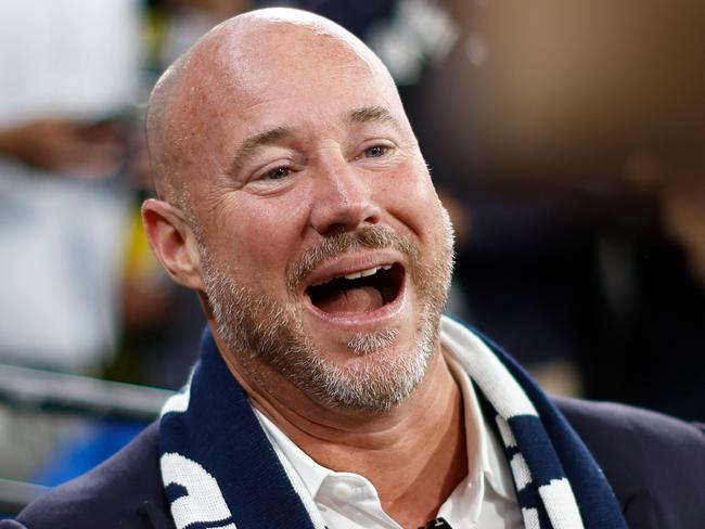 MELBOURNE, AUSTRALIA - MARCH 14: Carlton President Luke Sayers celebrates during the 2024 AFL Round 01 match between the Carlton Blues and the Richmond Tigers at the Melbourne Cricket Ground on March 14, 2024 in Melbourne, Australia. (Photo by Michael Willson/AFL Photos via Getty Images)