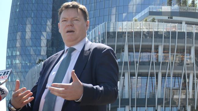 Incoming Crown Resorts CEO Steve McCann outside the group’s Sydney casino-hotel. Picture: NCA NewsWire/Jeremy Piper