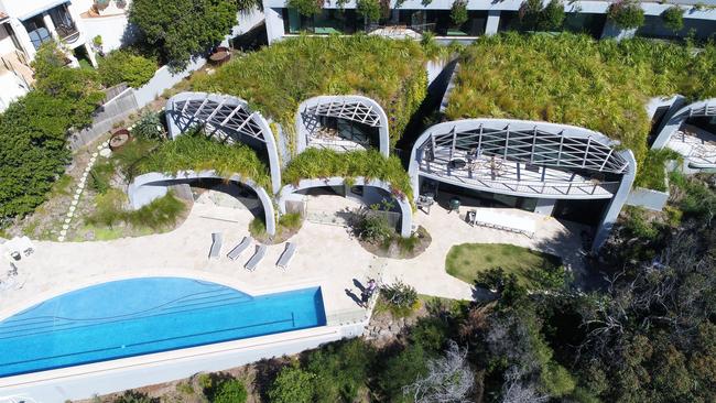 The pool at ‘Domic’ in Sunshine Beach is impressive from the air. Photo: Patrick Woods.