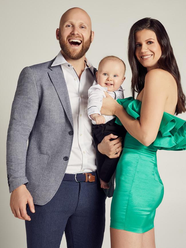 Jordan with husband Gary Ablett Jnr and son Levi. (Picture: Supplied)