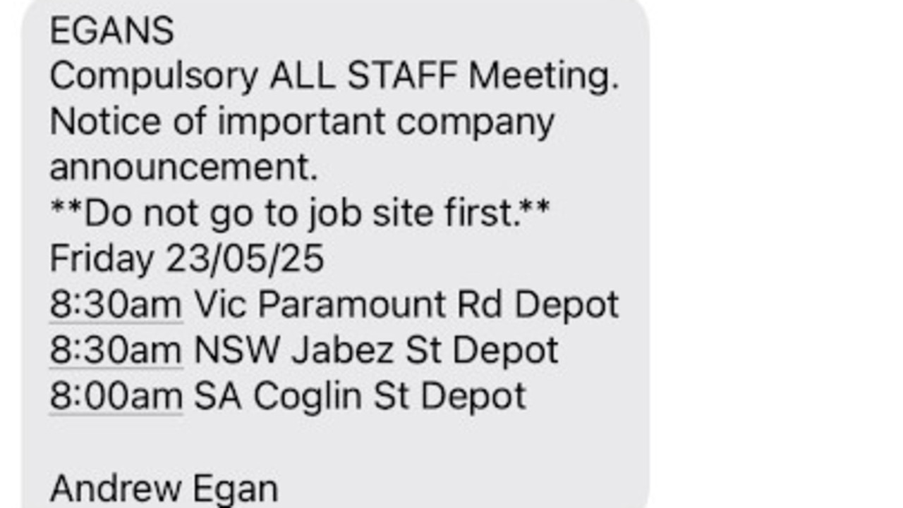 Brutal text sent to staff as company collapses