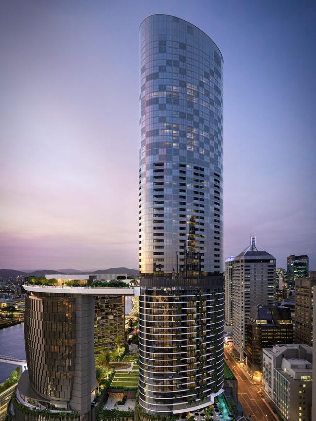 The first of two residential towers being made for the Queen’s Wharf precinct, homeowners are expected to move into Queen’s Wharf Residences in early 2025.