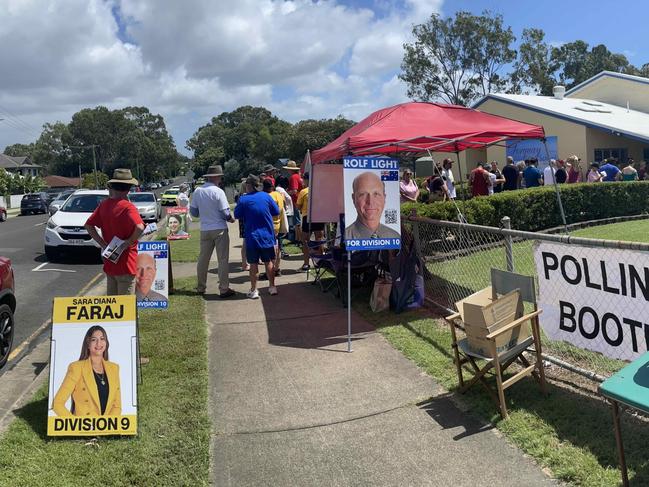 Volunteers outside the Torquay State School voting booths on March 16, 2024