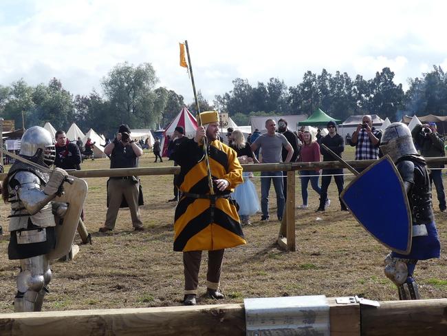 One of the medieval battles at the Hawkesbury Showground. Picture: CareFlight