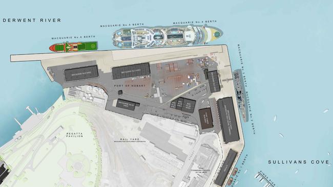 MacWharf redevelopment plans. Photo: TasPorts