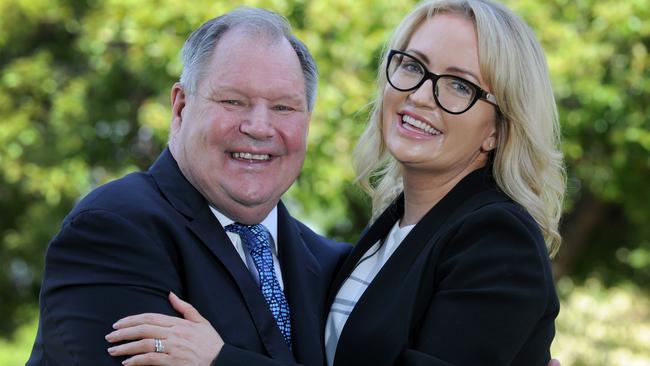 Lord Mayor Robert Doyle with wife Emma Page Campbell. Picture: Andrew Henshaw