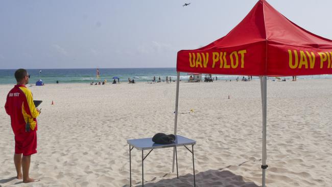 SLS NSW UAV pilot Mitch Anderson at the Kingscliff Surf Life Saving Club on Kingscliff Beach. This is the third year of a trial involving drones to keep an eye on marine life like sharks to keep swimmers safe as part of the DPI program