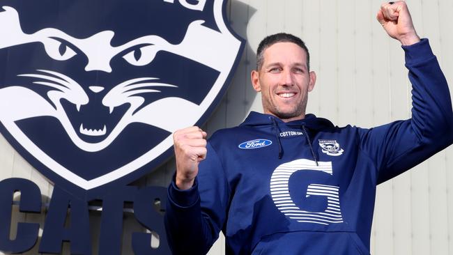 Geelong’s veteran defender Harry Taylor at GMHBA Stadium. Picture: Glenn Ferguson