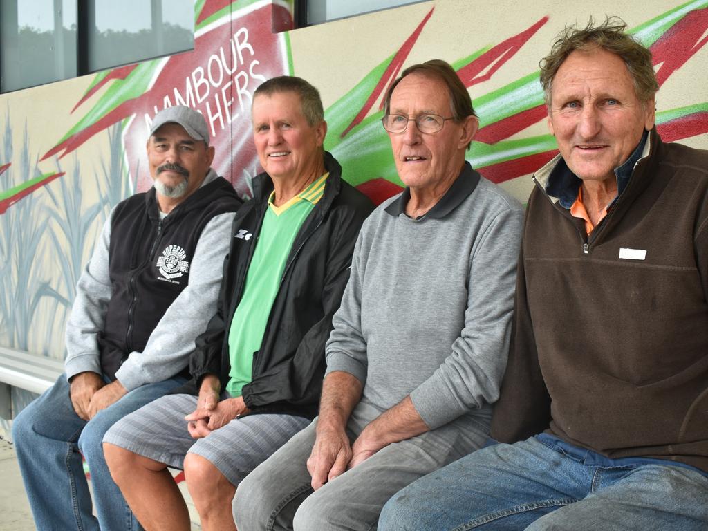 Nambour Souths old boys Des Allen, Butch Stevens, Leo Welsh and Graham Allen are all looking forward to celebrating the club's 50th anniversary of its 1971 premiership. Picture: Matty Holdsworth