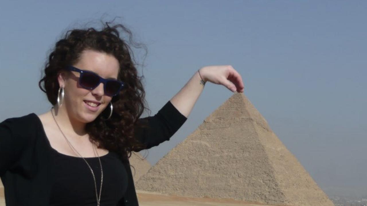 Kari Venning visiting the great pyramids in Egypt in 2010.