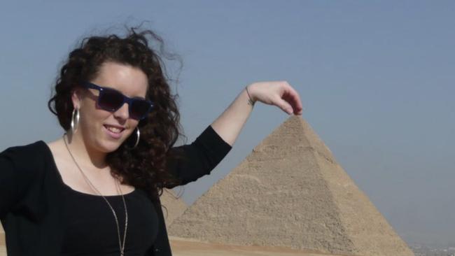 Kari Venning visiting the great pyramids in Egypt in 2010.