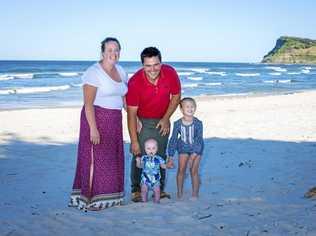 Cassie And Josh with baby Alfie and daughter Andee. They have bought at new Lennox Head development Epiq.