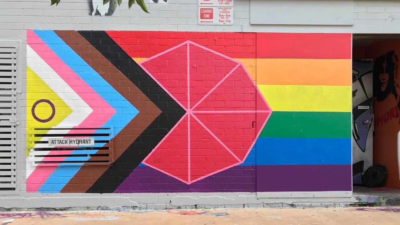 The Darwin rainbow flag mural has been repeatedly defaced.