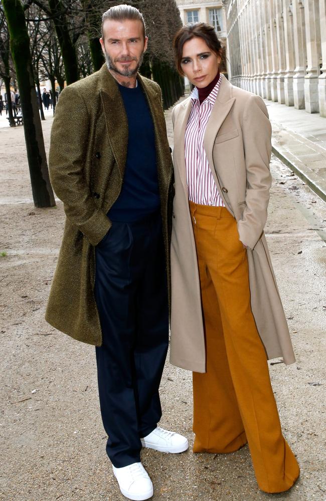 David Beckham and his wife Victoria Beckham attend the Louis Vuitton Menswear Fall/Winter 2018-2019 show as part of Paris Fashion Week in 2018. Picture: Getty