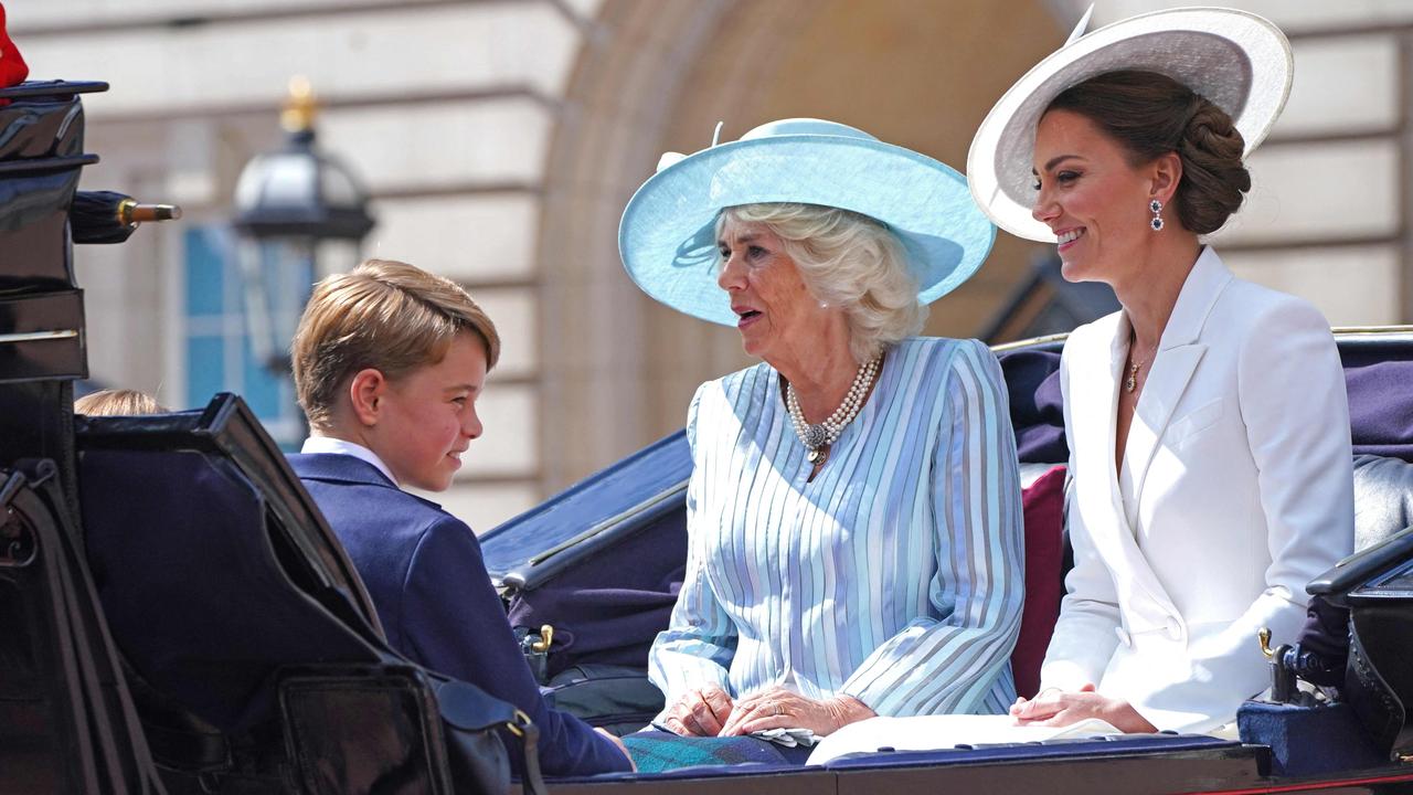 Prince George, Duchess of Cornwall and Duchess of Cambridge. Picture: AFP