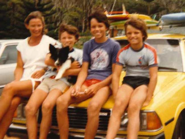 Brothers Ash, Stuart and Ivan Cleary with their mum Betty as youngsters.