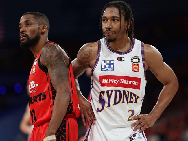 Bryce Cotton 0, Jaylen Adams 1, in the battle of two of the best guards in the NBL. Picture: Getty Images