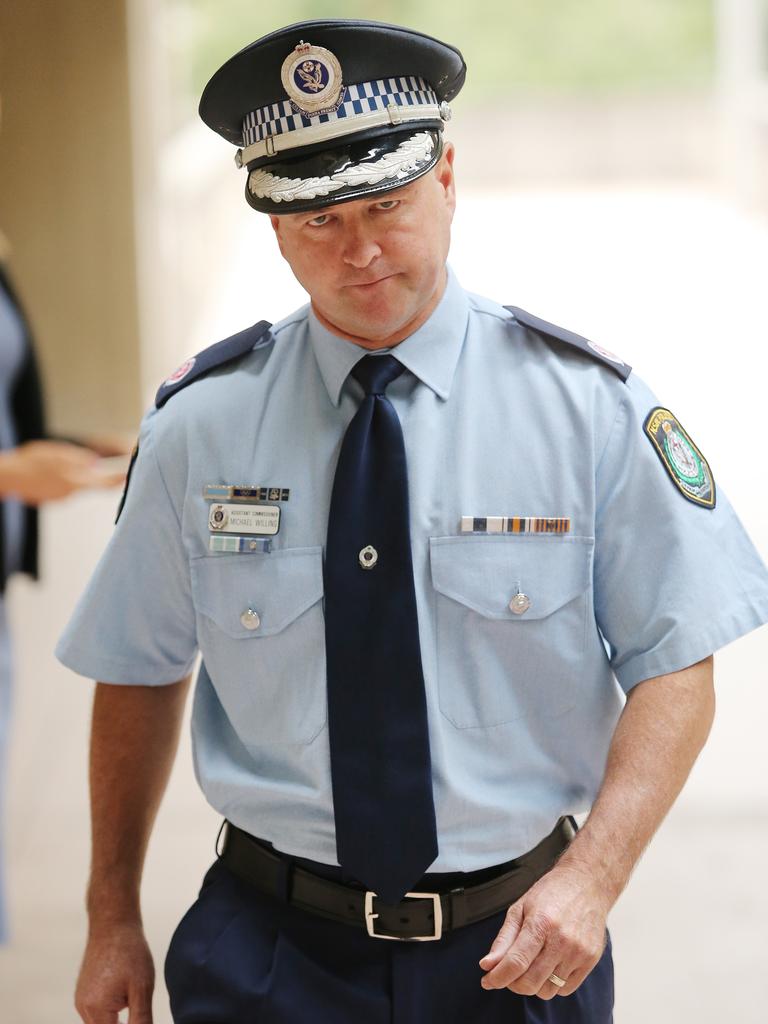 Former Assistant Commissioner Mick Willing on his way to address media about a police shooting death in eastern Sydney.