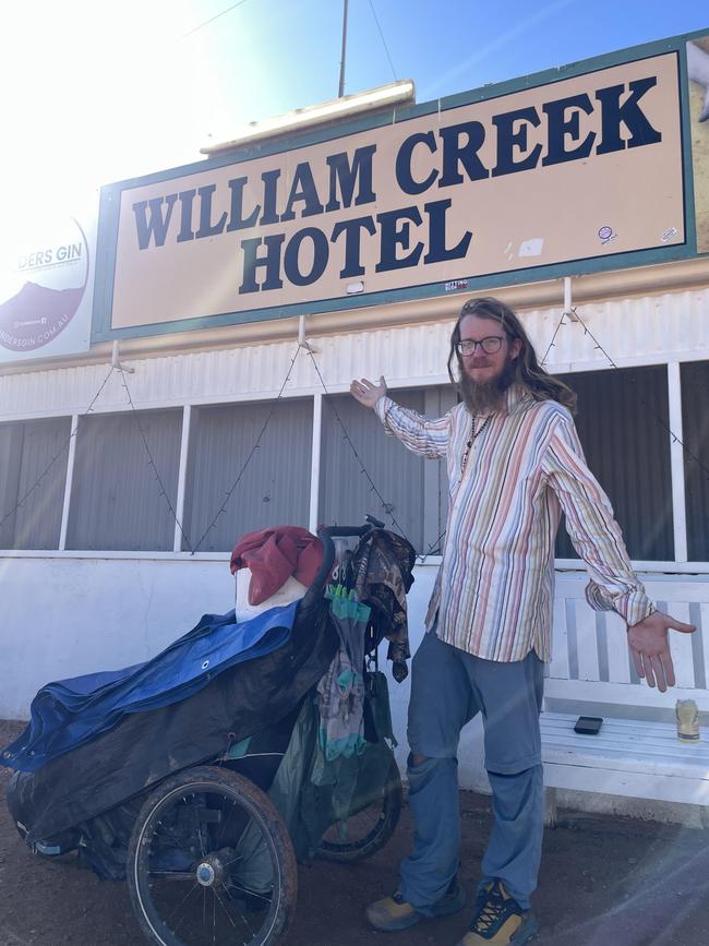 Nicolo Guarrera walked into William Creek on the weekend on his way from Sydney to Darwin. Picture: supplied