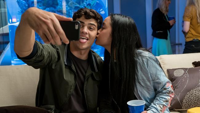 Lana with co-star Noah Centineao in a scene from To All The Boys I’ve Loved Before..