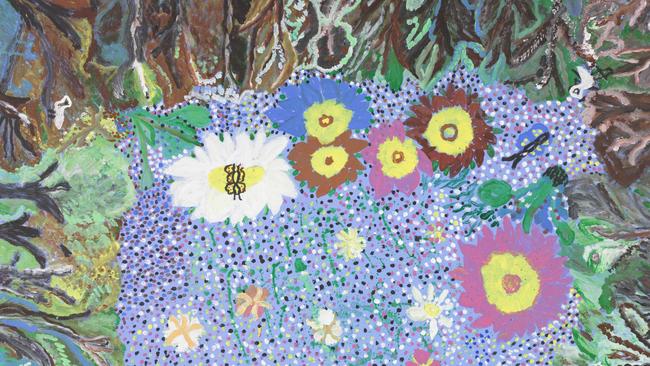 The colourful work of Queensland artist Mavis Ngallametta will greet you when the Queensland Art Gallery reopens