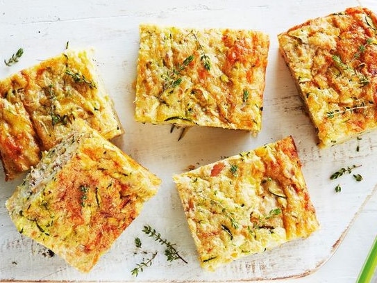 Tuna and zucchini slice can be cooked in just three steps.