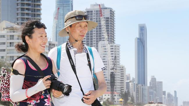 Chinese tourists Liu Weihong and Zhao Weiguo. Picture Glenn Hampson