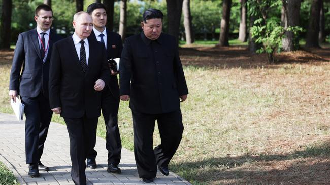 Vladimir Putin and Kim Jong-un have developed a close friendship in recent years. Picture: AFP