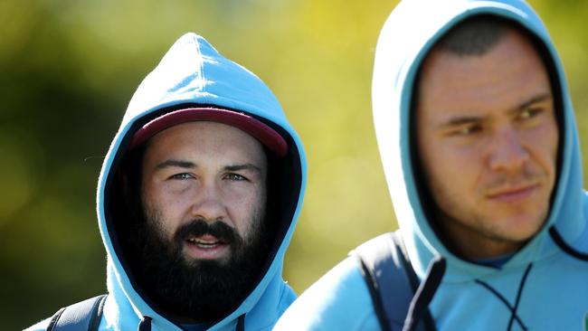 <a capiid="e1b8431861353198a38e2296e7c1daff" class="capi-video">Enforcer underdone?</a>                     Aaron Woods and David Klemmer arrive for the NSW Blues Origin team training session at the Novotel Pacific Bay Resort, Coffs Harbour. Picture: Gregg Porteous