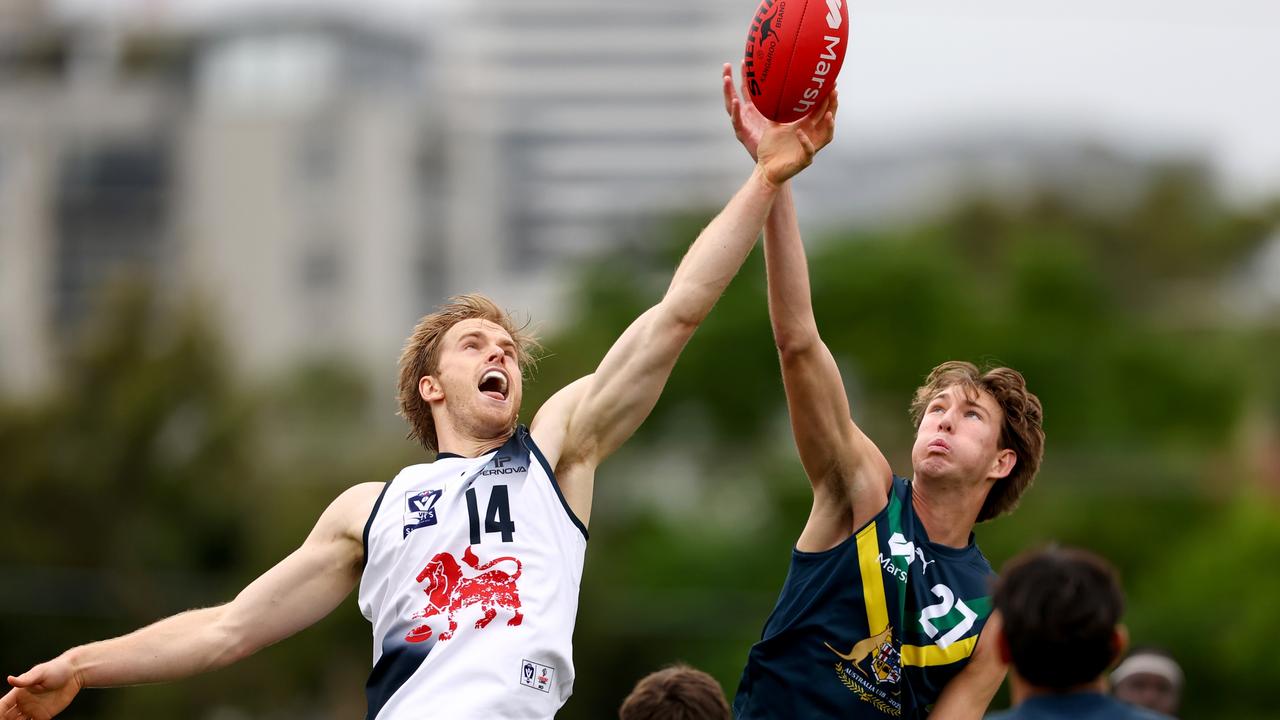 North Adelaide’s Taj Murray (right) in action for the AFL National Academy. Picture: Josh Chadwick/AFL Photos/via Getty Images
