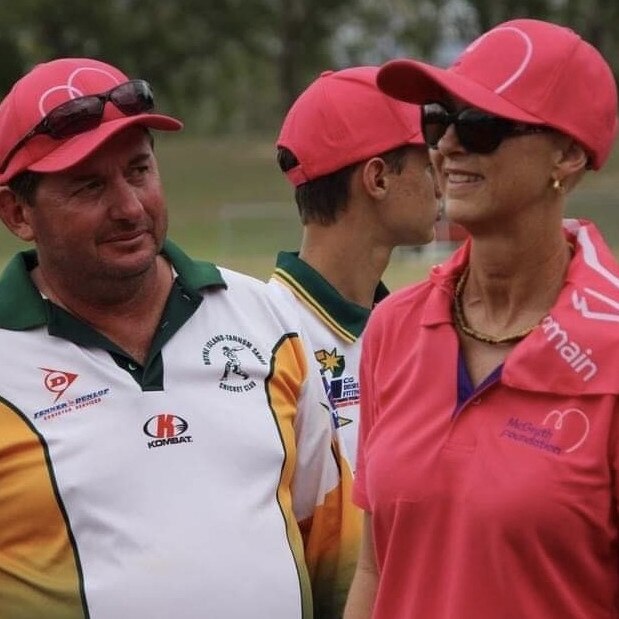 Linden and Elaine Finlay two years ago at the very first Pink Stumps Day hosted at BITS Cricket Club. Picture: Supplied