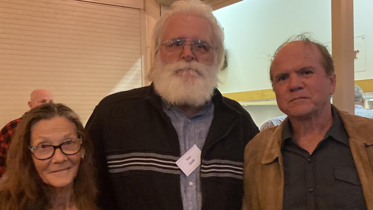 Gae Dellit, Ken Dellit, and Wayne Connell celebrate the 50th anniversary of the Rainbows Rugby League Football Club at its golden jubilee at the Gympie Showgrounds Pavilion on the night of June 3, 2023.