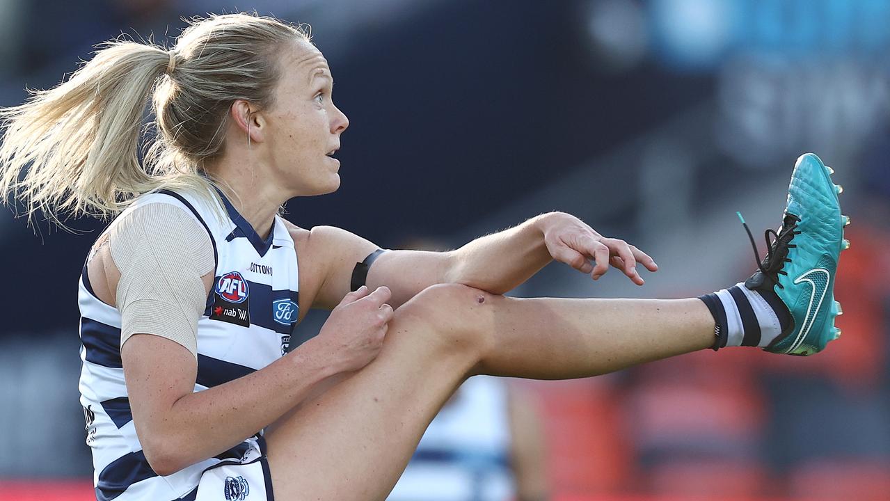 Phoebe McWilliams booted two goals for the Cats. Picture: Michael Klein