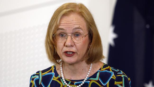 Queensland Chief Health Officer Dr Jeannette Young during a press conference in Brisbane. Picture: NCA NewsWire/Tertius Pickard