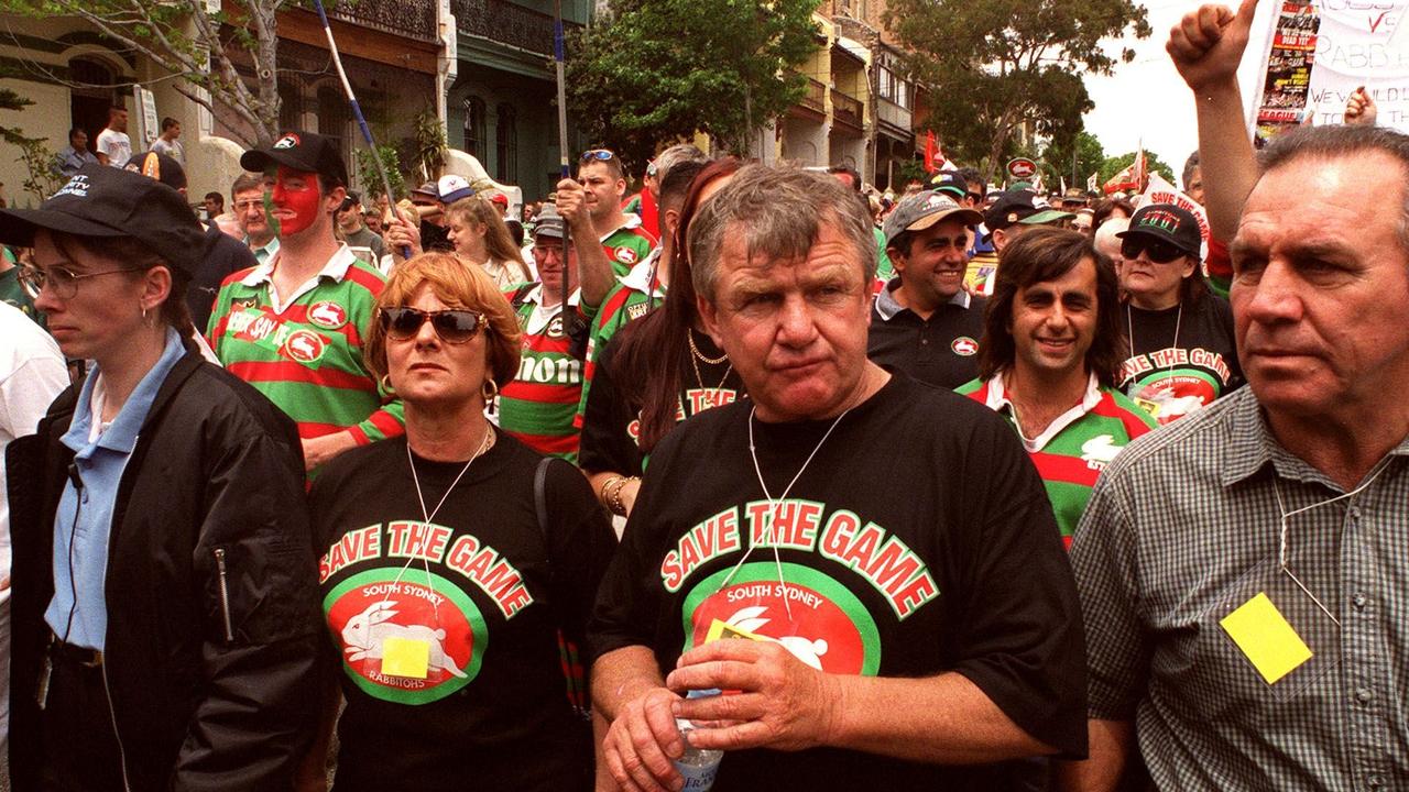 George Piggins leads the protests to save Souths back in 2000.