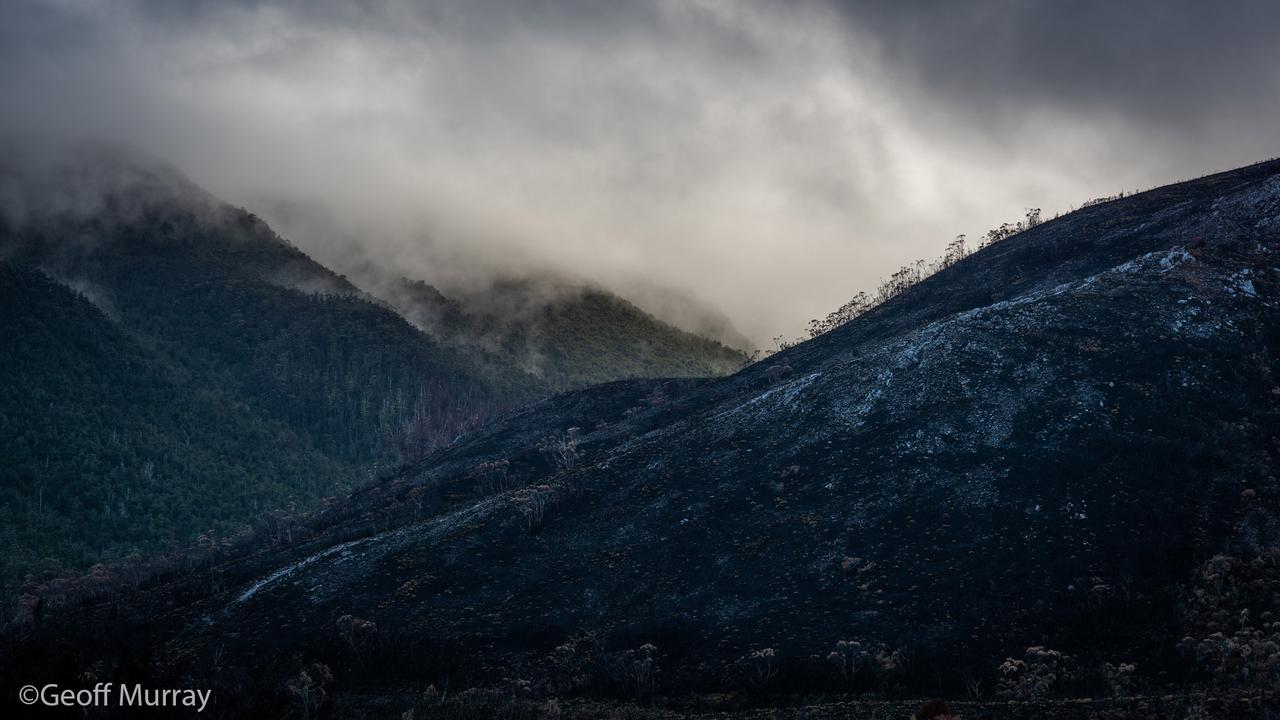 Mount Eliza track ridgeline. Images taken after the recent bushfires in southern Tasmania. Picture: GEOFF MURRAY ***SUPPLIED WITH PERMISSION FROM PHOTOGRAPHER FOR ONE TIME USE PRINT AND ONLINE***