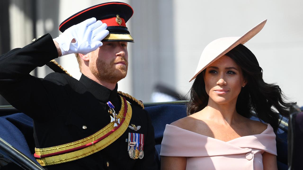 Earlier in the day, Prince Harry, Duke of Sussex and Meghan Markle, Duchess of Sussex during the Trooping the Colour parade. Picture: James Whatling / MEGA