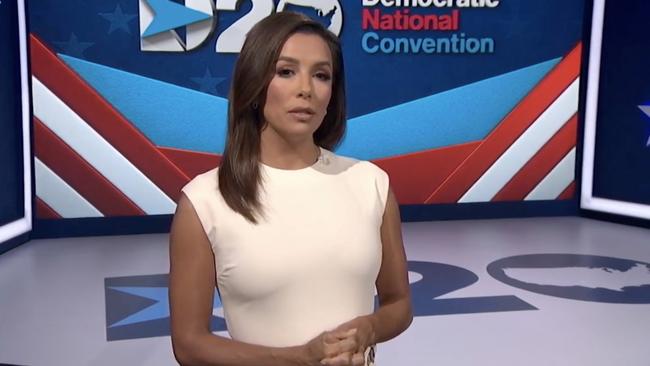 Actress Eva Longoria opens the Democrat virtual convention. Picture: Getty Images