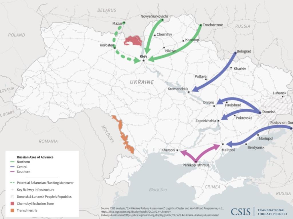 Russian seizure of Ukraine up to the Dnieper River. Picture: CSIS